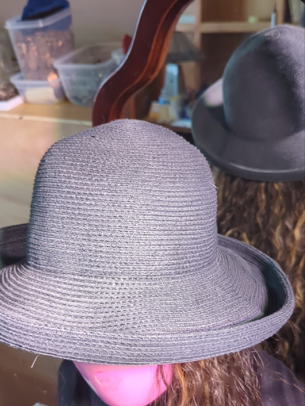 Eric Javits Black Straw Fedora Hat - Picture 2 of 4